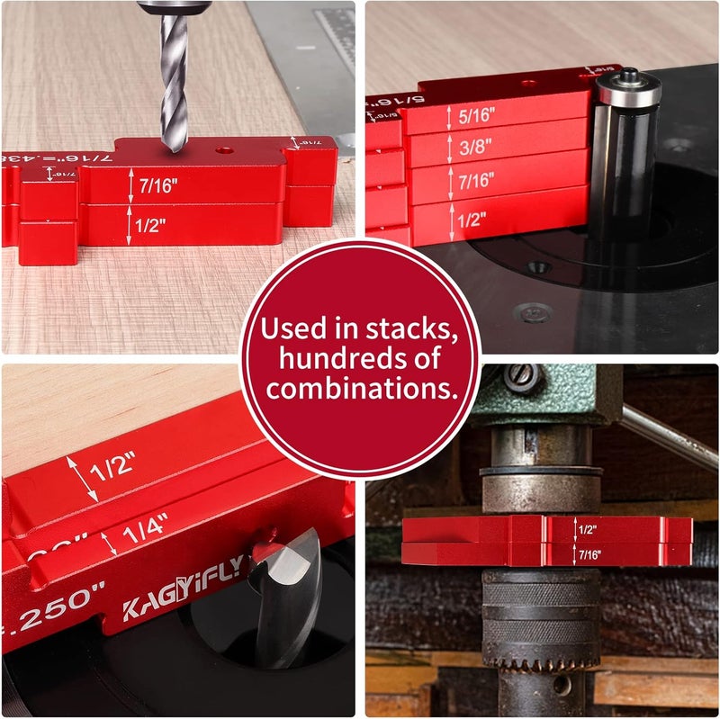 KAGYIFLY Router Table Setup Bars, 7pcs Aluminum Precision Setup Blocks Height Gauge Set for Router Table Saw Accessories and Angle Woodworking Set Up(Each Block has Different Thickness) - Image 4